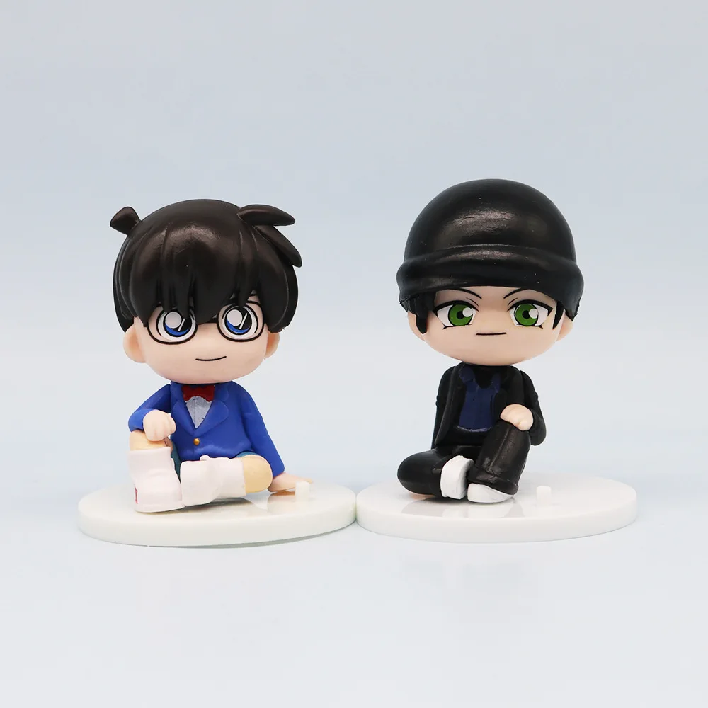 8 pçs/set Anime Detetive Conan kawaii q-versão Postura sentada Figura de ação PVC Modelo Brinquedos boneca Ornamentos de carro Presente colecionável