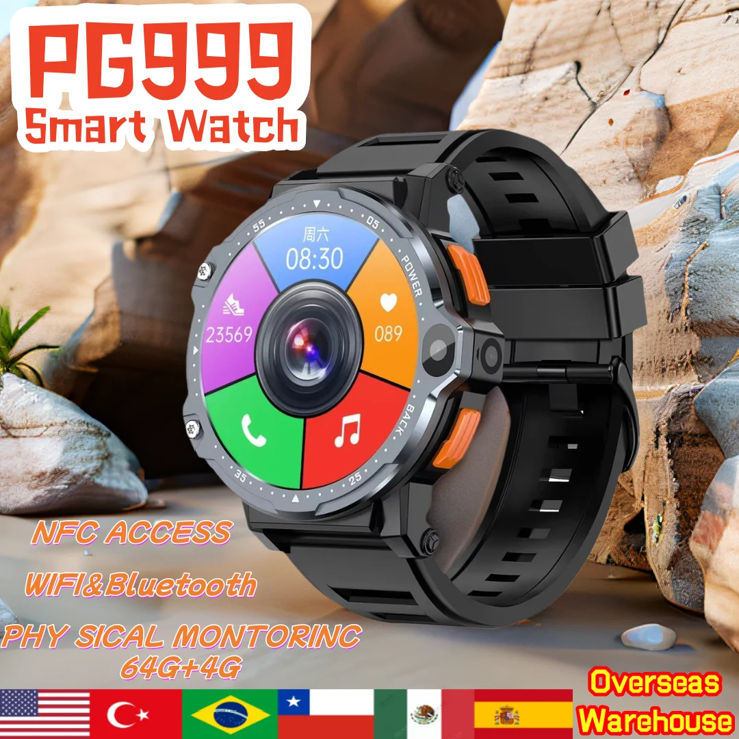 

PG999 4G Сетевые умные часы 1,54-дюймовый экран Двойная камера GPS WiFi 64 ГБ SIM-карта Android Bluetooth Мужские спортивные водонепроницаемые умные часы