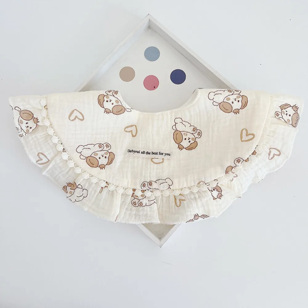 

Sweet Feeding Baby Cotton Bibs Round Neck Princess Baby Drooling Bibs Lace Floral Saliva Towel Cloths Neck Wear Accessories