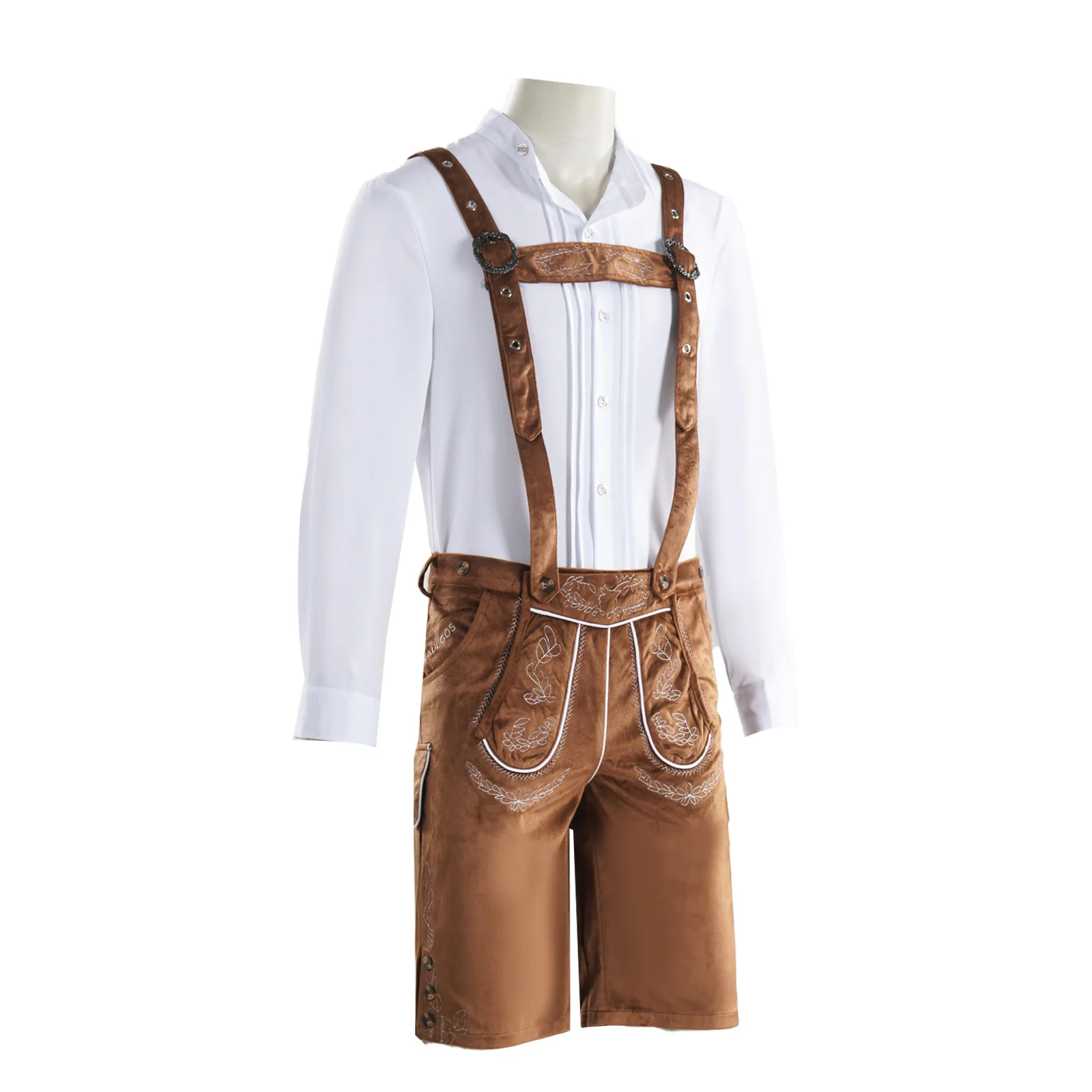 

German Oktoberfest shirt overalls set Bavarian Oktoberfest traditional suspenders C clothing cross-border clothing