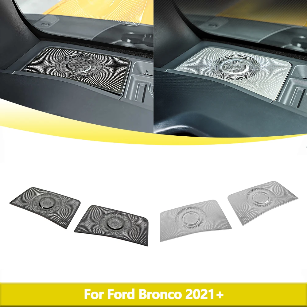 

Car A-pillar Horn Grille Decoration Cover Trim for Ford Bronco 2021 2022 2023 Interior Accessories Stainless Steel Black 2Pcs