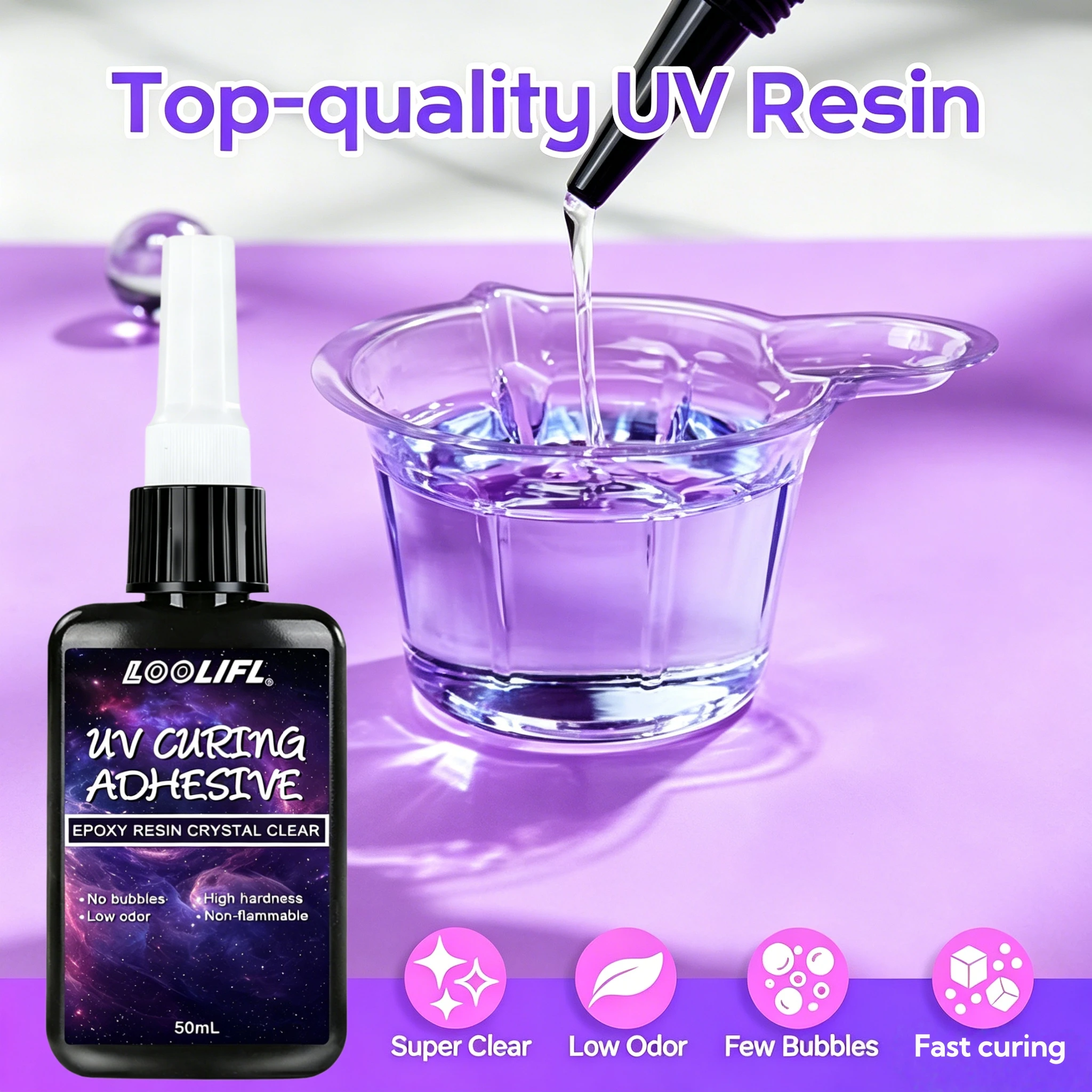 Liquid Uv Glue Kit - 1–3 pieces of UV resin—crystal-clear, hard
