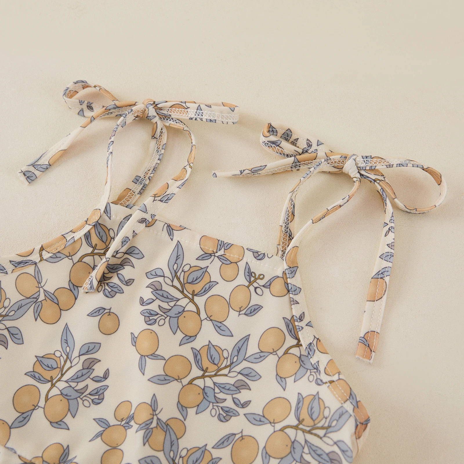 Tregren 3-24M Infant Baby Girls Swimwear Floral Lemon Print Frilly Tank Tops Shorts 2pcs Swimsuit Toddler Bathing Suit Beachwear