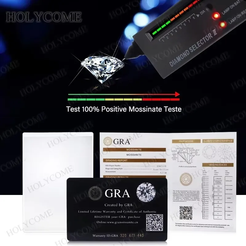 Moissanite Diamond D Color [Round Cut] VVS1 GRA Certificate Loose Gemstone Fine Materials Pass Diamond Tester for Jewelry Custom