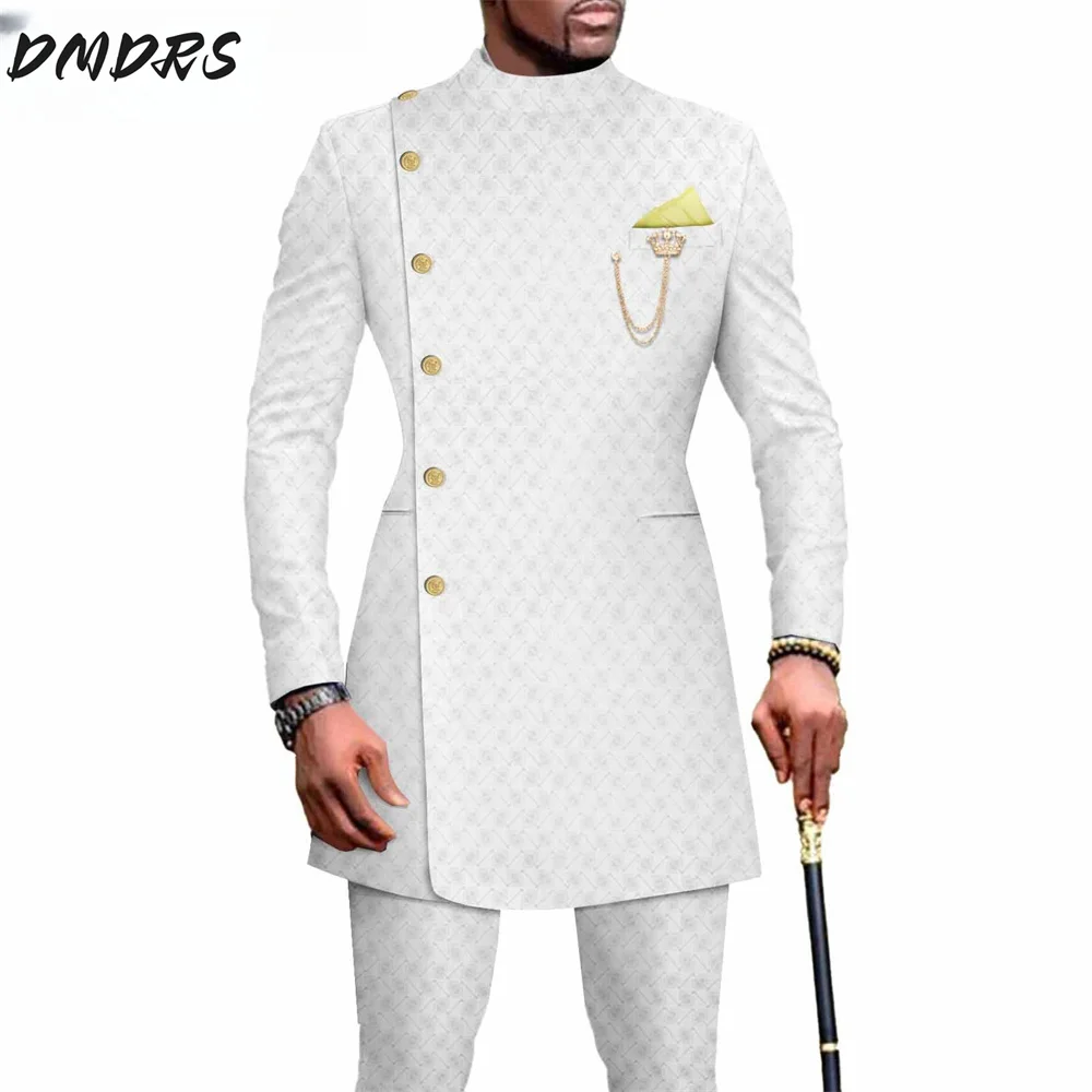 Popular Printed African National Printing Batik Men's Casual 2PCS Suit For Wedding Dinner Event Suit terno masculinos complete