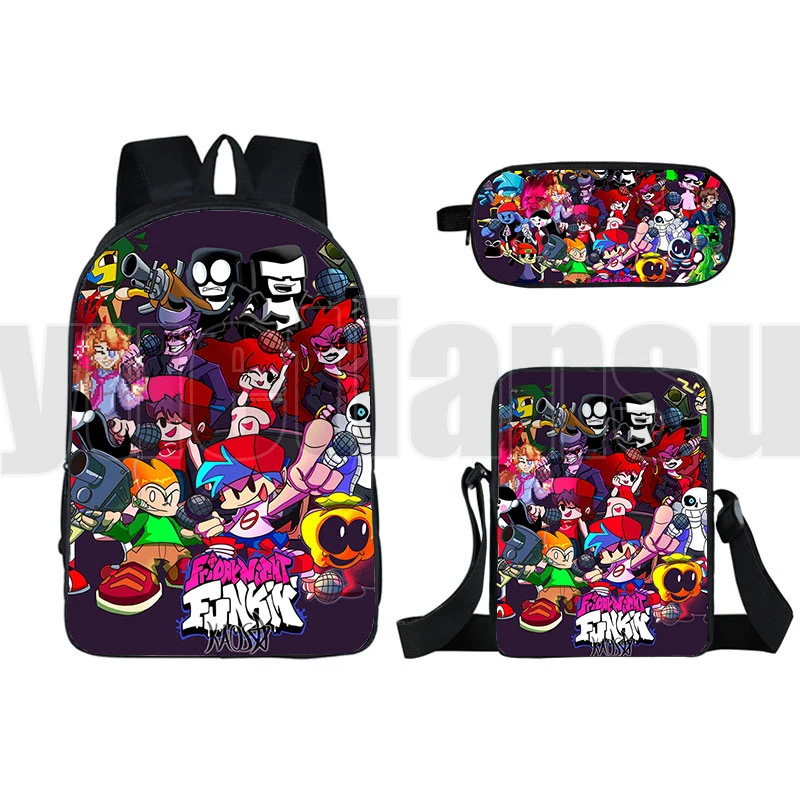 Friday Night Funkin Backpacks Men Zipper Rucksacks Women High Quality Travel bag 3pcs Set Kid Shoulder Bag Schoolbag Pencil Case