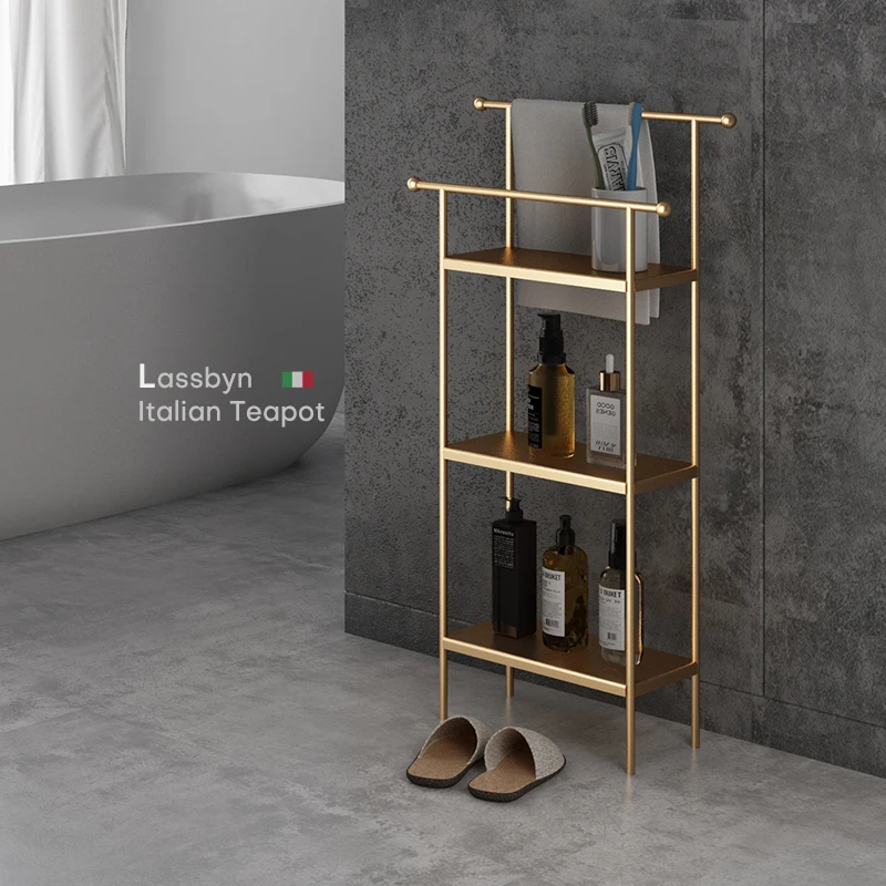 Italian towel rack, bathroom, no punching, bathroom, multi-functional rack, floor-to-ceiling light luxury, extremely narrow inte