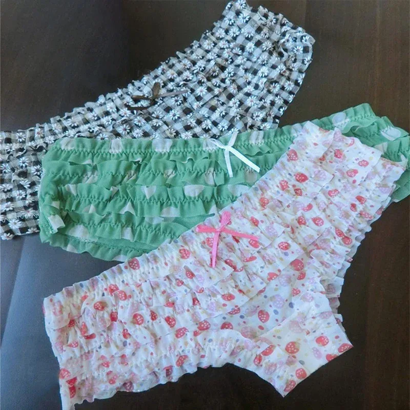 الحلو امرأة سراويل كعكة طبقة الدانتيل ملخصات البولكا نقطة زهرة نمط شبكة تنفس مريحة Underpant الإناث منخفضة الخصر سراويل