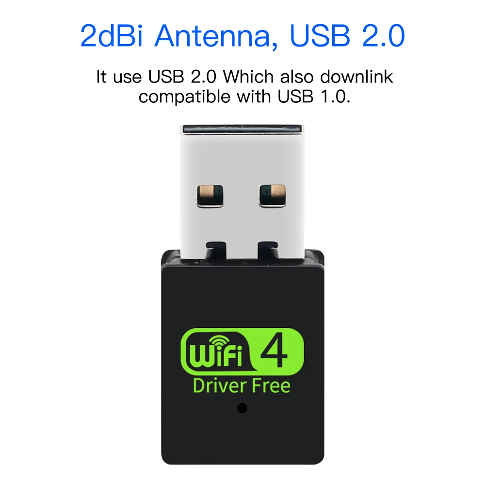 Dongle WiFi USB 300Mbps Adattatore WiFi USB 2.0 WiFi 4 Scheda di rete wireless per PC desktop portatile per 10/11