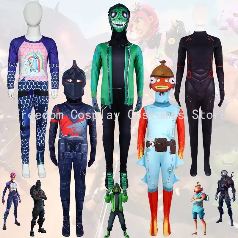 Lyou 2025 игровой наряд Fortnite, косплей, комбинезон Omega с рыбьими палочками, черный костюм рыцаря для взрослых и детей, карнавал, Хэллоуин C ★ ★
