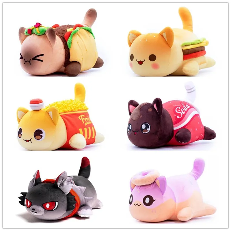 Meows Aphmau Plush Toy Coke French Fries Burgers Bread Sandwiches Food Cat Plushie Sleeping Pillow Children's Christmas Gifts