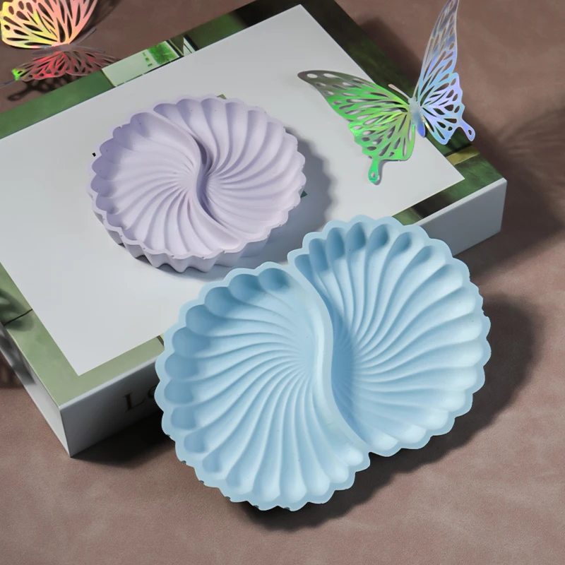 Shell Dish Ornament stampo in Silicone fai da te cemento gesso singolo e doppio anello altalena tavolo resina epossidica stampo decorazione della casa stoccaggio