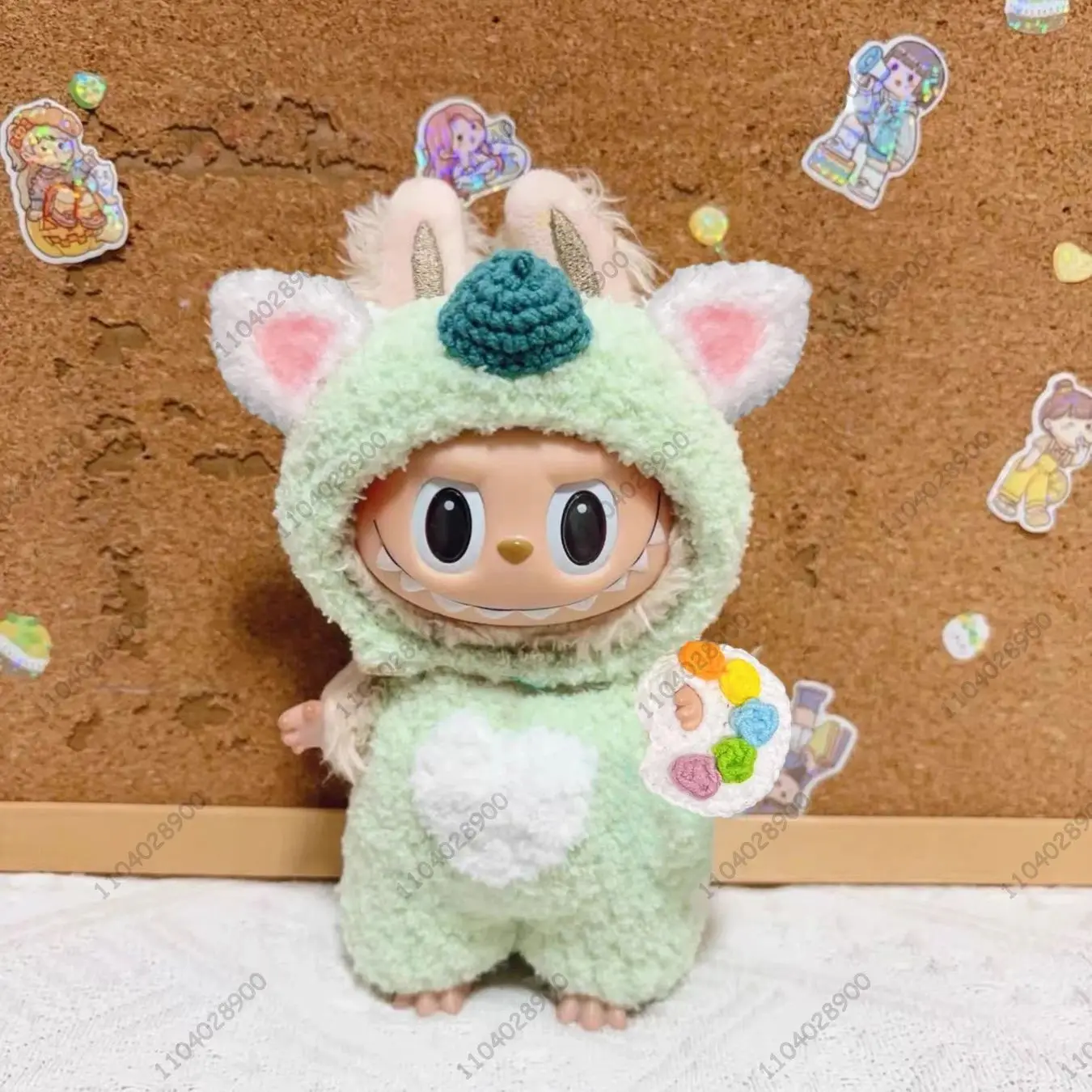 

For Labubu The Monsters Clothes Gelatoni Painter Costume Doll Clothes 1:1 Replica Vinyl Plush Doll Action Figure Bag Charm Gift