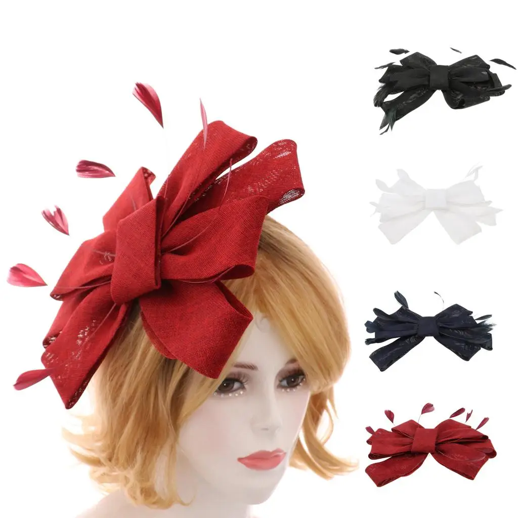 

Feather Fascinator 20s Wedding Church Party Side Hat Hair Comb