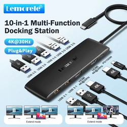 Lemorele 4K USB Hub USB C Docking Station Type C to Dual HDMI For Macbook iPad Pro Air M2 M1 Sumsang PC Accessories USB 3.1 HUB