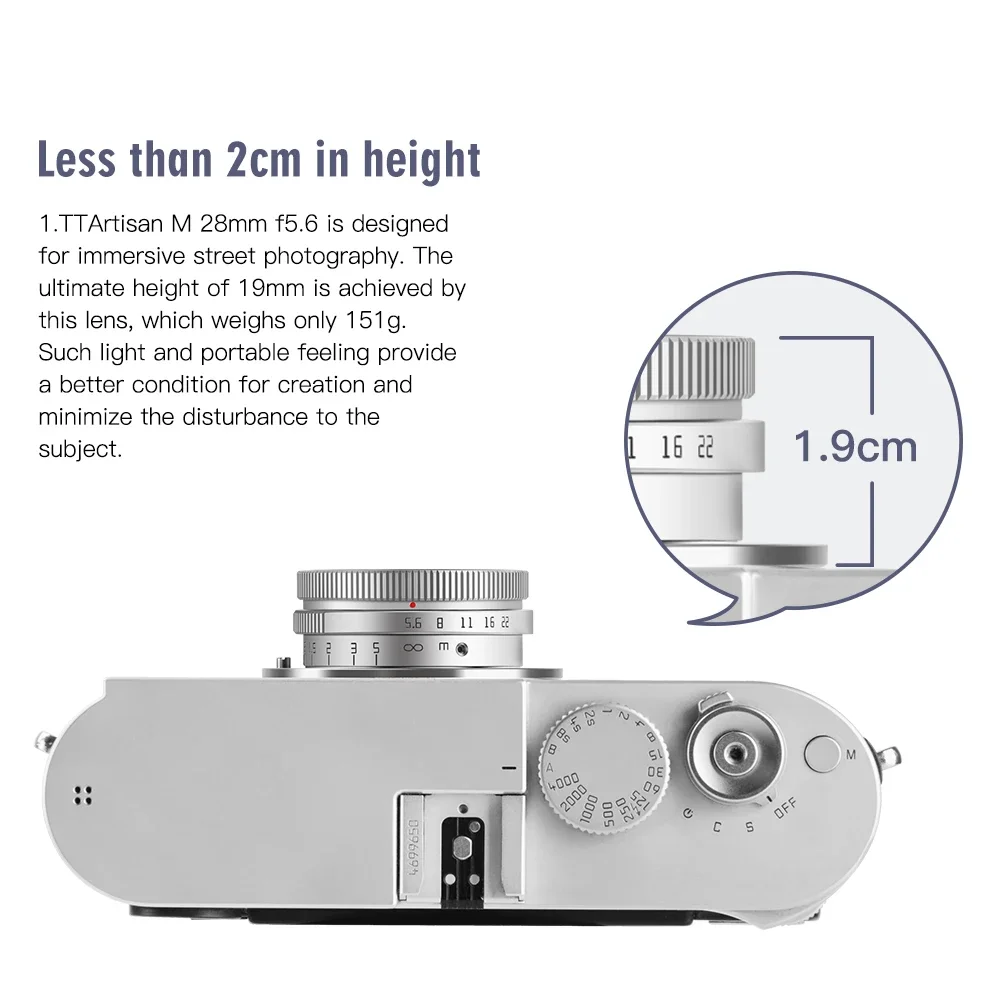 TTArtisan 28mm F5.6 Full Frame Camera Lens for Leica M-Mount Cameras Like Leica M-M M240 M3 M6 M7 M8 M9 M9p M10 leica lens