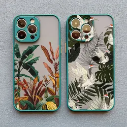 Monstera Leaves Palm Tree Flowers Bird Phone Case for iPhone 16 15 14 13 11 12 Pro Max Mini XS XR X 8 7 14 15 16 Plus SE2 Shell