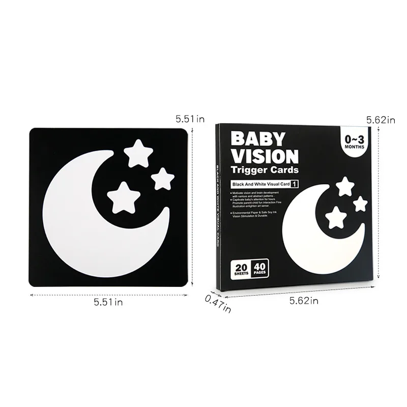 بطاقات تدريب على التطور البصري للأطفال من سن 7 إلى 4 عامًا باللونين الأسود والأبيض من الصين