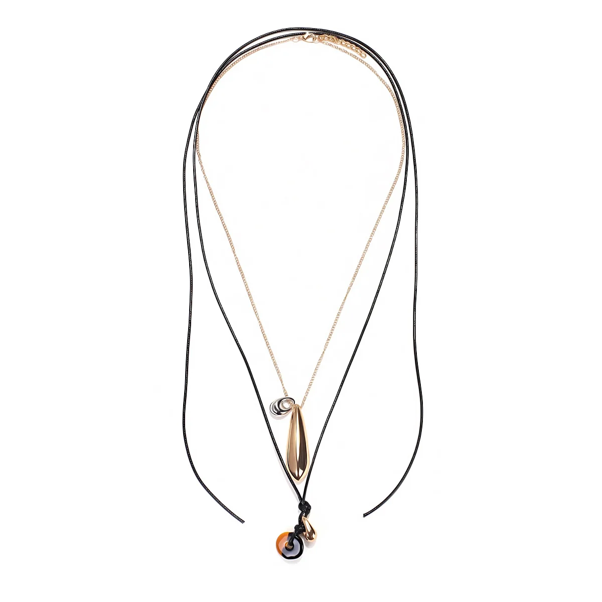 2026 New Fashion Long Rope Chains Metal Teardrop Pendant Necklaces for Women Vintage Casual Holiday Style Jewelry Party Gifts