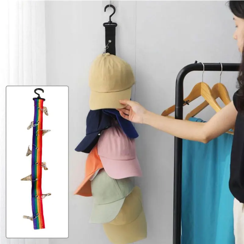 

Hat Collections Caps Rack Hat Golf Stand for Baseball Golf Wall Hanging Hanging with Hook with Metal Clips Hook Wardrobe Storage