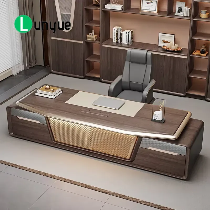 Custom Size Modern Eco-friendly Durable Luxury L-Shaped Wooden Executive Desk for Presidents Business