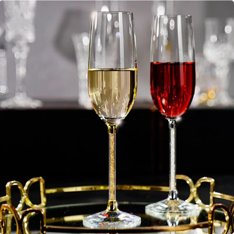 High End Crystal Diamond Red Wine Glass, Hand Carved, Champagne Glass, Household Glass Cup, Drinking Utensils, Gift Box