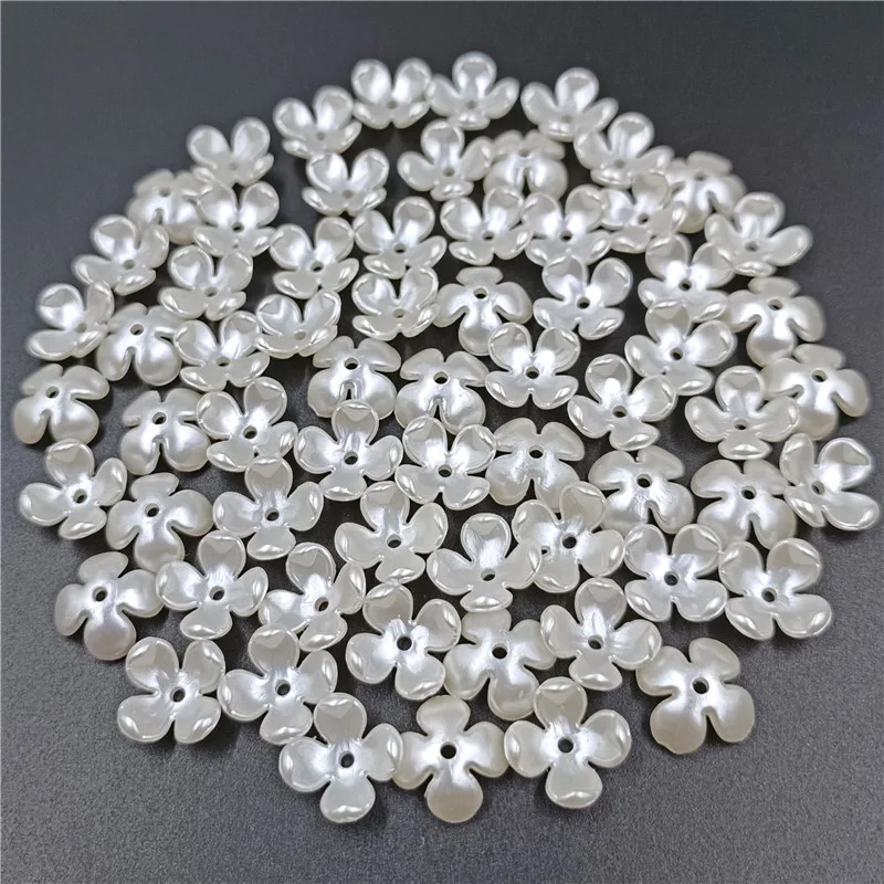 100 pièces de perles blanches en acrylique, pendentif pour collier, bracelet, boucle d'oreille, bijoux à faire soi-même, feuilles, accessoires exécutifs