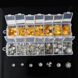 1box Mixed Bead Caps for Jewelry Making Bulk Gold Beads Supplies Flower Metal Spacer Shaped Bracelet Necklace Accessories