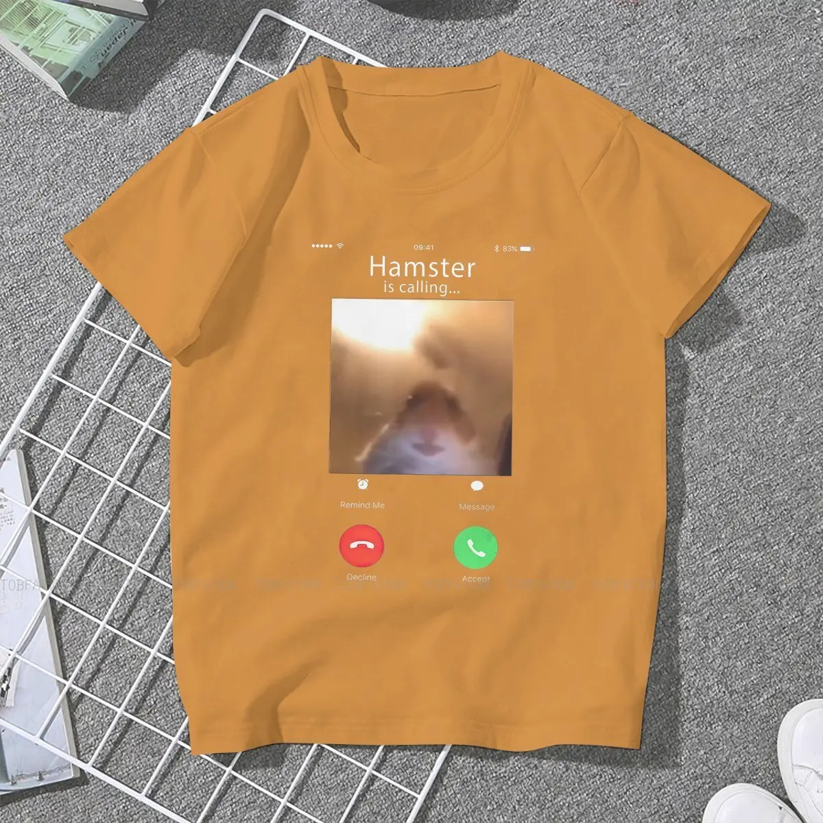 Dank Meme Hamster Staring Front Camera TShirt Funny Calling Fabric Classic T Shirt Girl Clothes New Design Oversized Hot Sale