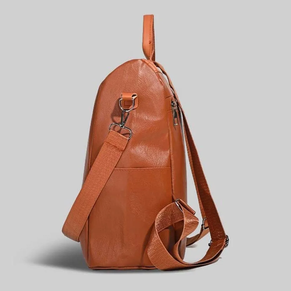 

Элегантный мягкий рюкзак из искусственной кожи в корейском стиле, однотонный, большой вместимости, школьная сумка с множеством карманов, сумка через плечо, повседневный рюкзак для мам