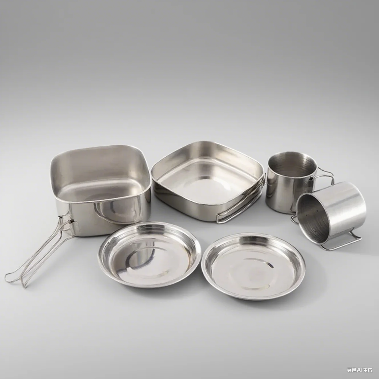 

6pcs Camping Cookware Set 3-4 People Outdoor Mountaineering Picnic Stainless Steel Pot Bowl BBQ Combo Lightweight Cooking Kit