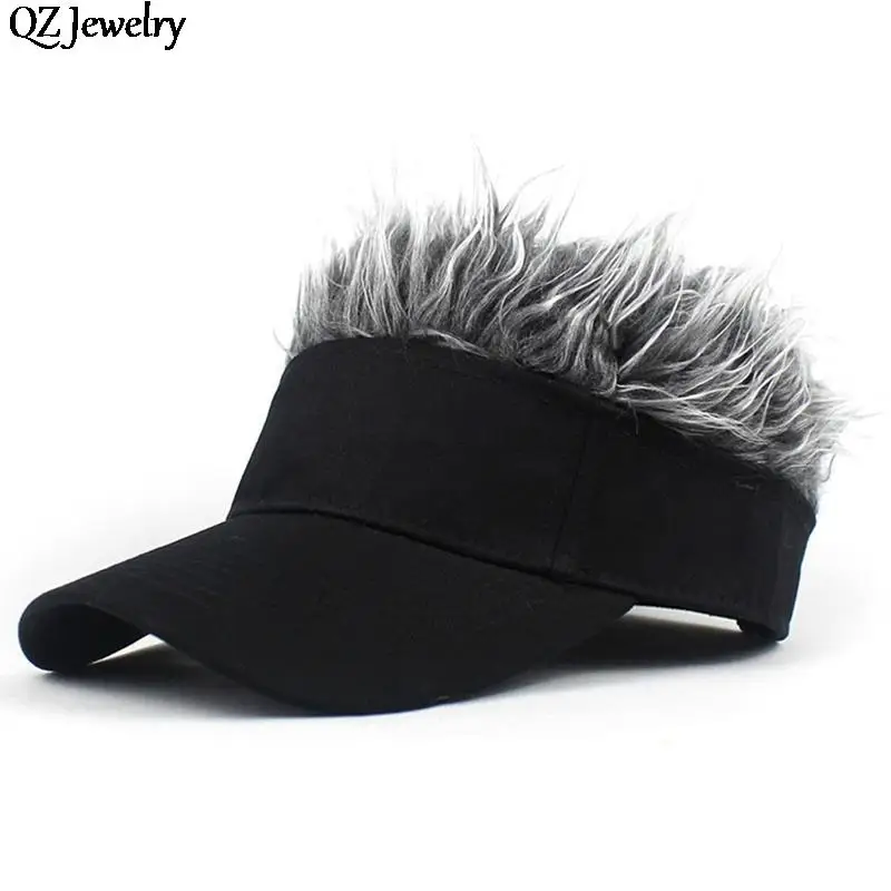 Baseball Cap with Spiked Hairs Wig Men Women Casual Concise Sunshade Adjustable Sun Visor Baseball Hat Fake Hair Hip Hop Caps