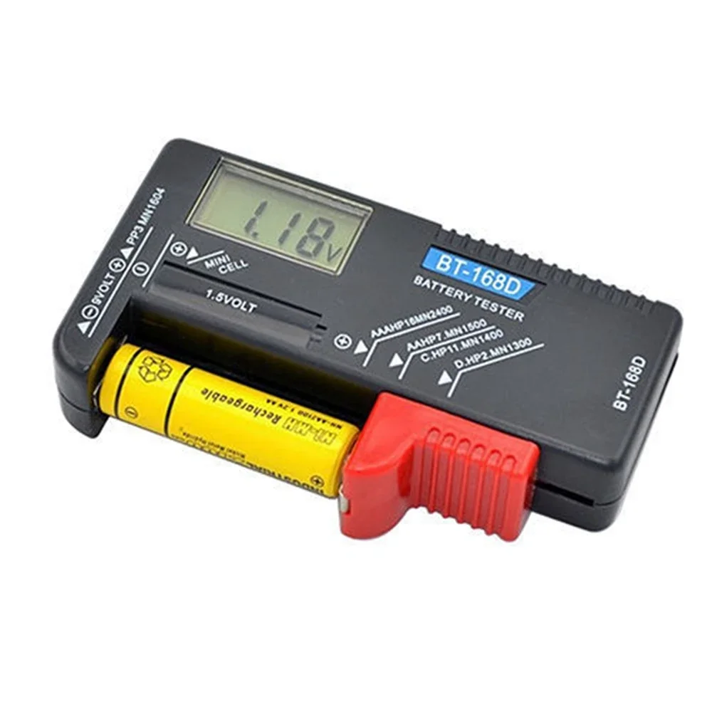 BT-168D Portable Digital Battery Tester Black Digital Battery Power Measuring Instrument The Function Battery Tester