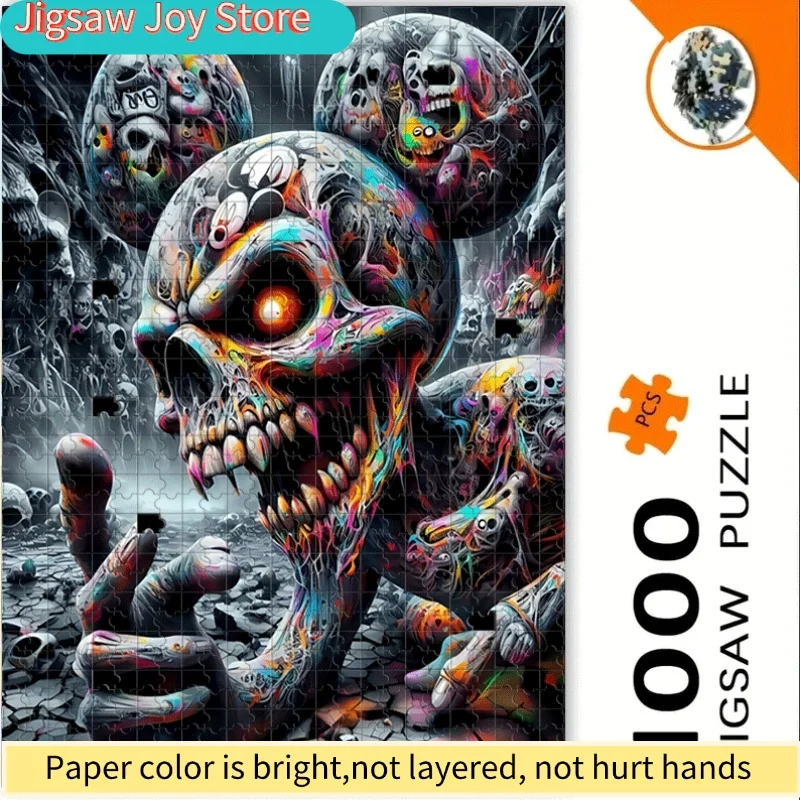 

Пазлы «Череп и Микки» в темном стиле, разноцветные, 500/1000 элементов для взрослых – интерактивная семейная игра, для студентов общежитий