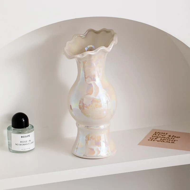 Feather Light Luxury Ceramic Vase, Dried Flower Arrangement, Living Room Home Decoration, Artistic Display Balcony Decorations
