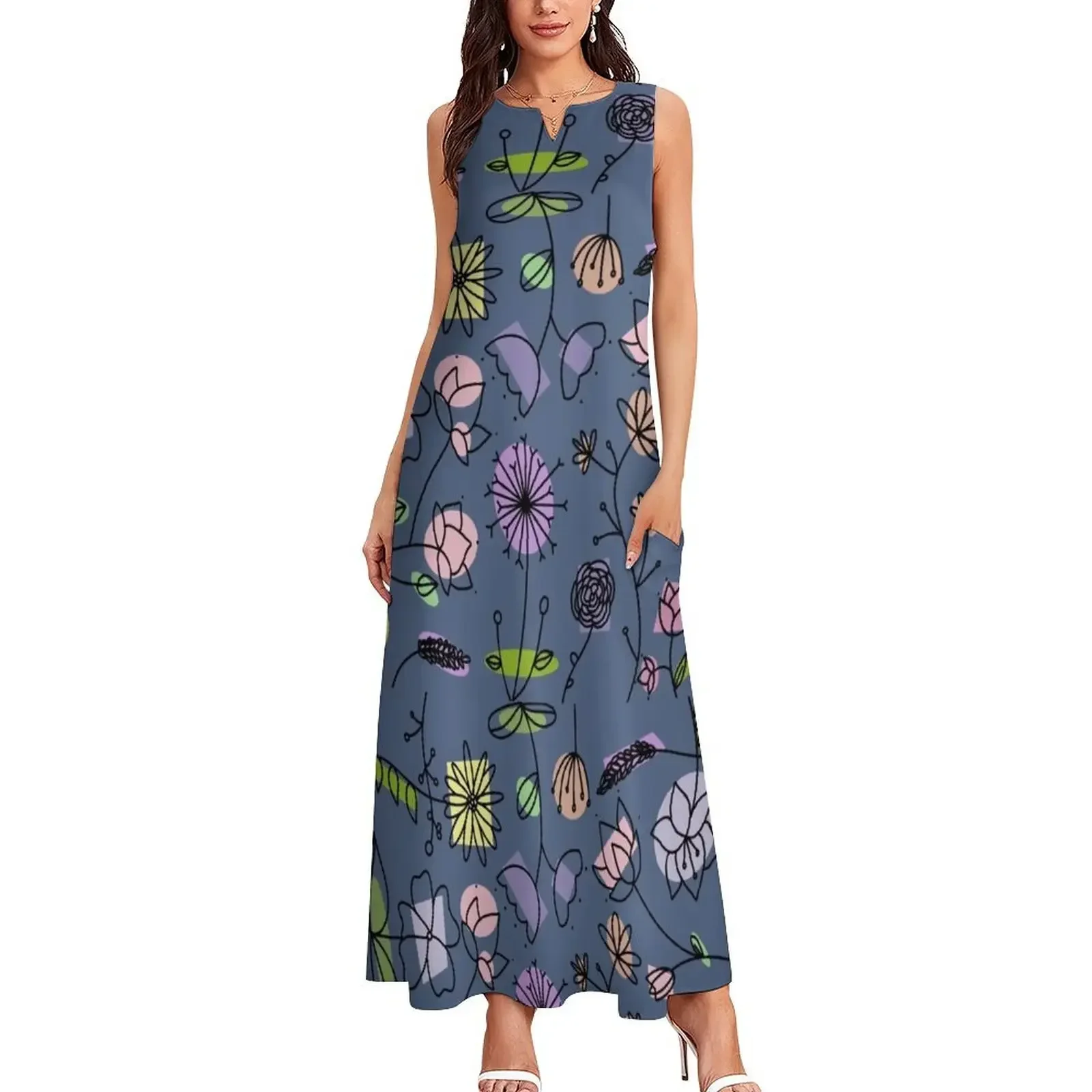 플로럴 패턴 롱 드레스 비치 드레스 여성 의류 한국 스타일리쉬 여름 드레스 여성 2025 의류