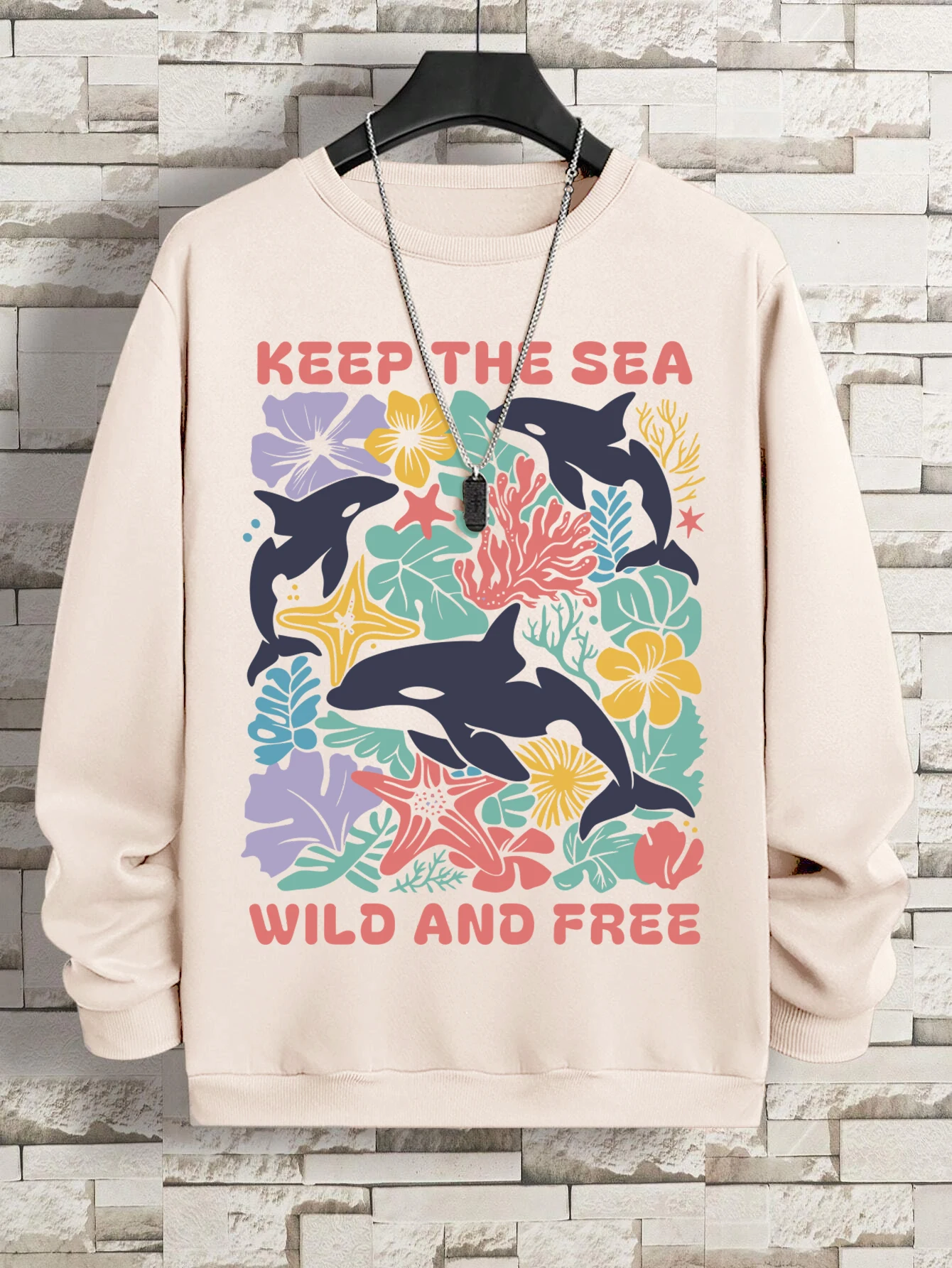 Sudaderas con estampado de ballena salvaje y libre para hombre, ropa deportiva suave a la moda, jerséis informales de otoño, ropa que combina con todo