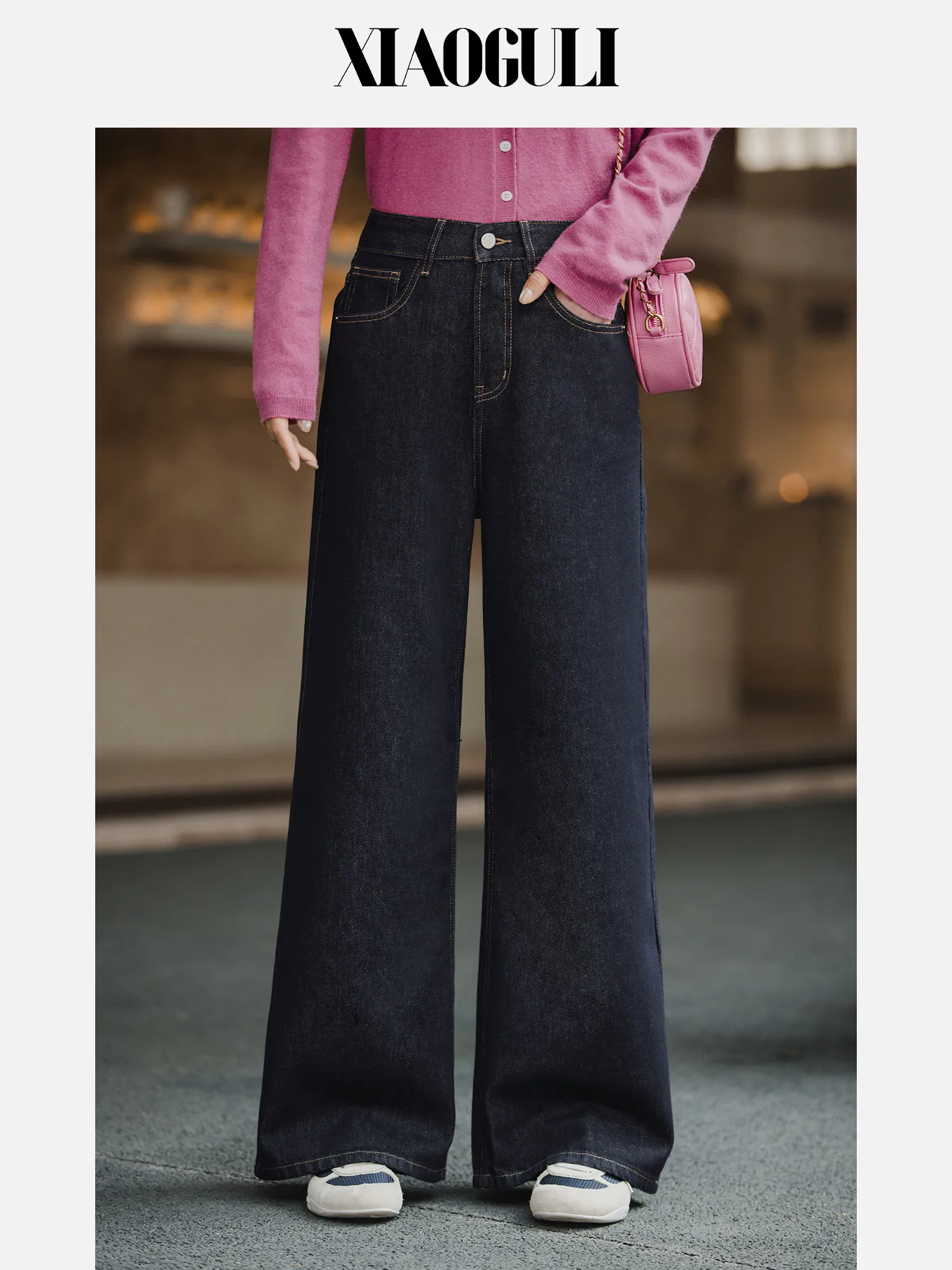 

High Waist Wide Leg Jeans Women's ature Spring New Sle Deep Blue Long Pants Breathable Loose Fit No Stretch Chinese Made
