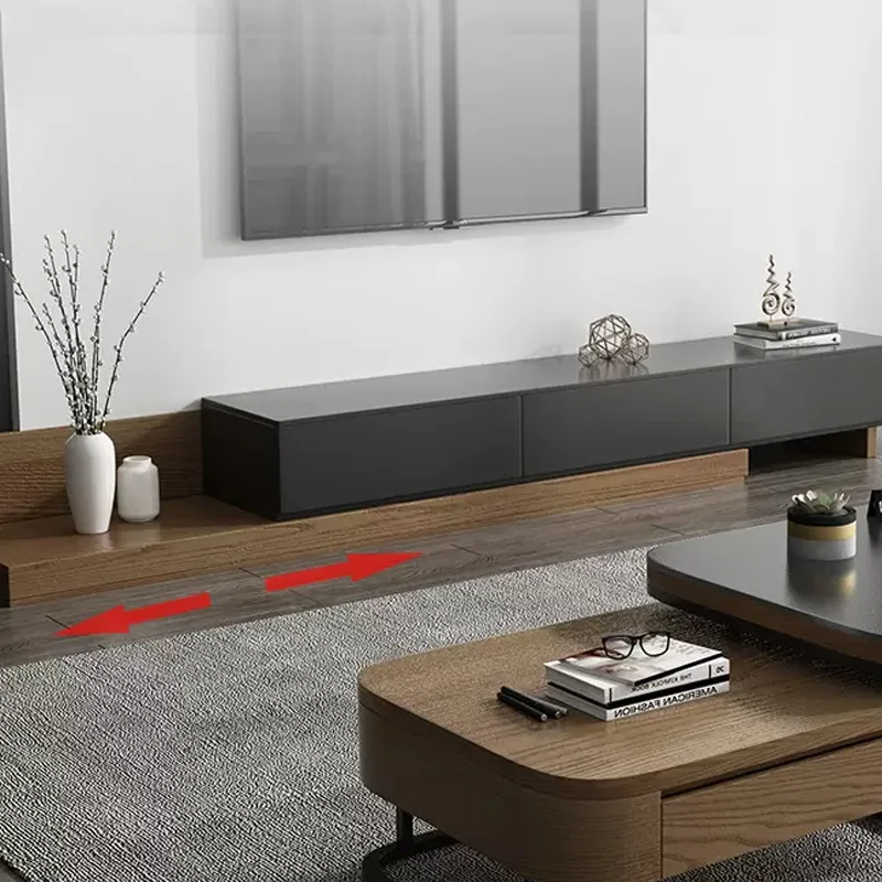 Nordic simple square size coffee table combination table living room home light luxury fire cloud glass TV cabinet solid wood