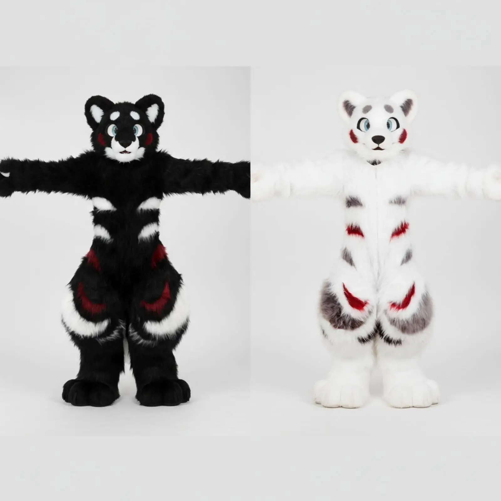 Soft Plush Furry Animal Costume Full Body Suit with Attached Arms and Tail for Anime Fest Costume Party