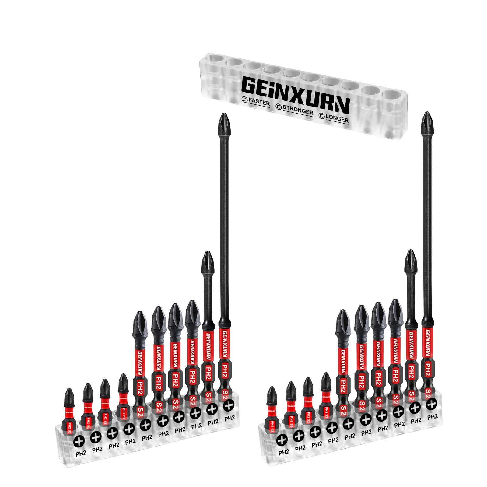Geinxurn 20 szt. Magnetyczne wkrętaki krzyżakowe Phillips # Zestaw bitów do wkrętaka. Bity do wkrętarki o długości 1 cala, 2 cale, 3 cale i 6 cali. Stal stopowa S2 z organizerem do przechowywania.