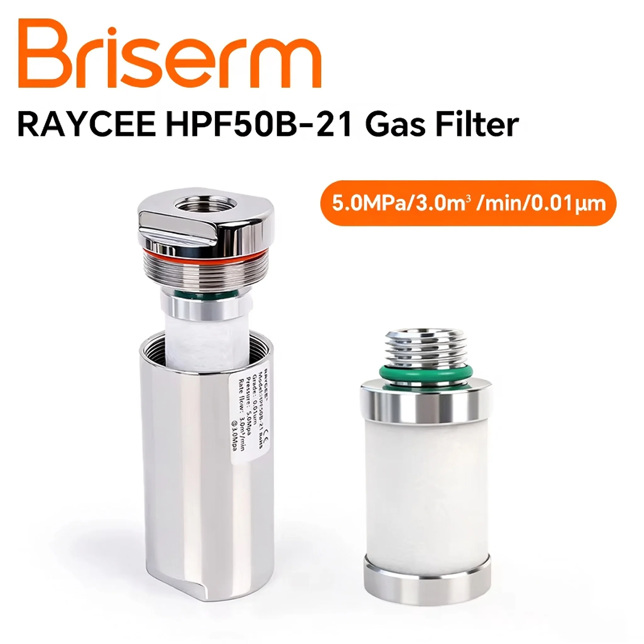 RAYCEE HPF50B-21 High Pressure Gas Filter 0.01μm 3.0m³/min for 1000W-30000W Fiber Laser Cutting Machine