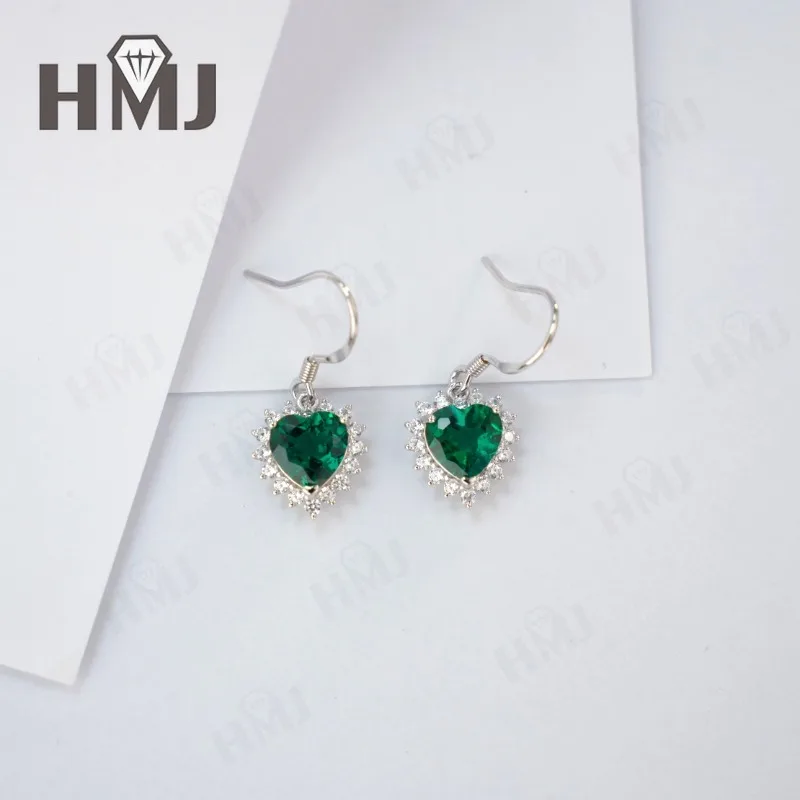 Ohrringe Rubin Smaragd Laborgezüchtete Edelsteine Herzschliff 925 Silber Vergoldet mit 18K Gold Luxuriöser Trendiger Vintage Feiner Schmuck Charms – Detail 7
