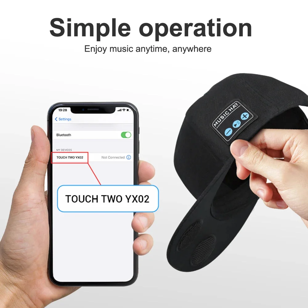 Wireless Bluetooth Earphones Hat Baseball Cap & Headphones Supports Volume Control Motion Music Hedset With Microphone