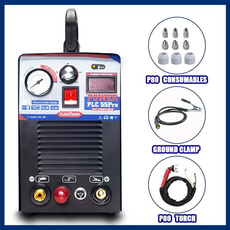 CUT55P IGBT Plasma Cutter Non-Contact Cutting 14mm Metal CNC 55Amp 220V or 110/220V+/-15% Plasma Cutting Machine