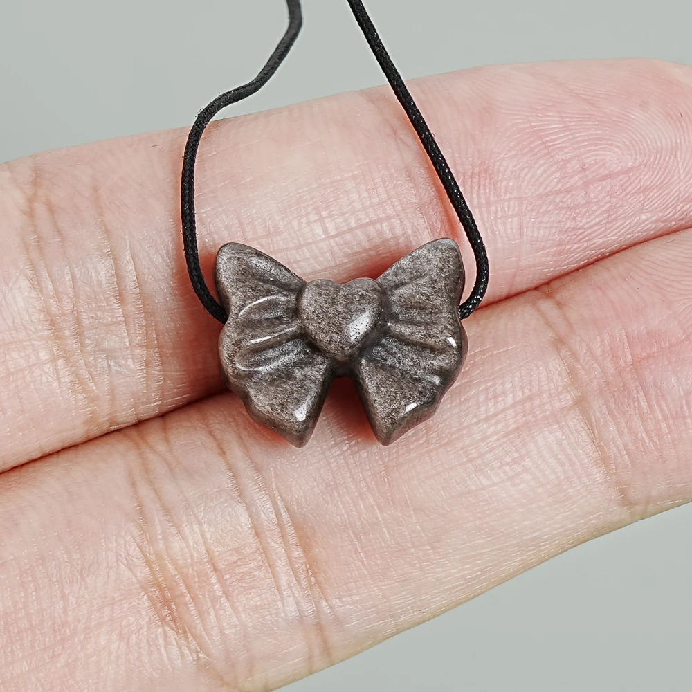 

5 шт. серебристо-черных подвесок в форме банта из серебряного обсидиана 17x13x9 мм, амулет из полудрагоценного камня, украшение-талисман для девочек, подарок, для рукоделия