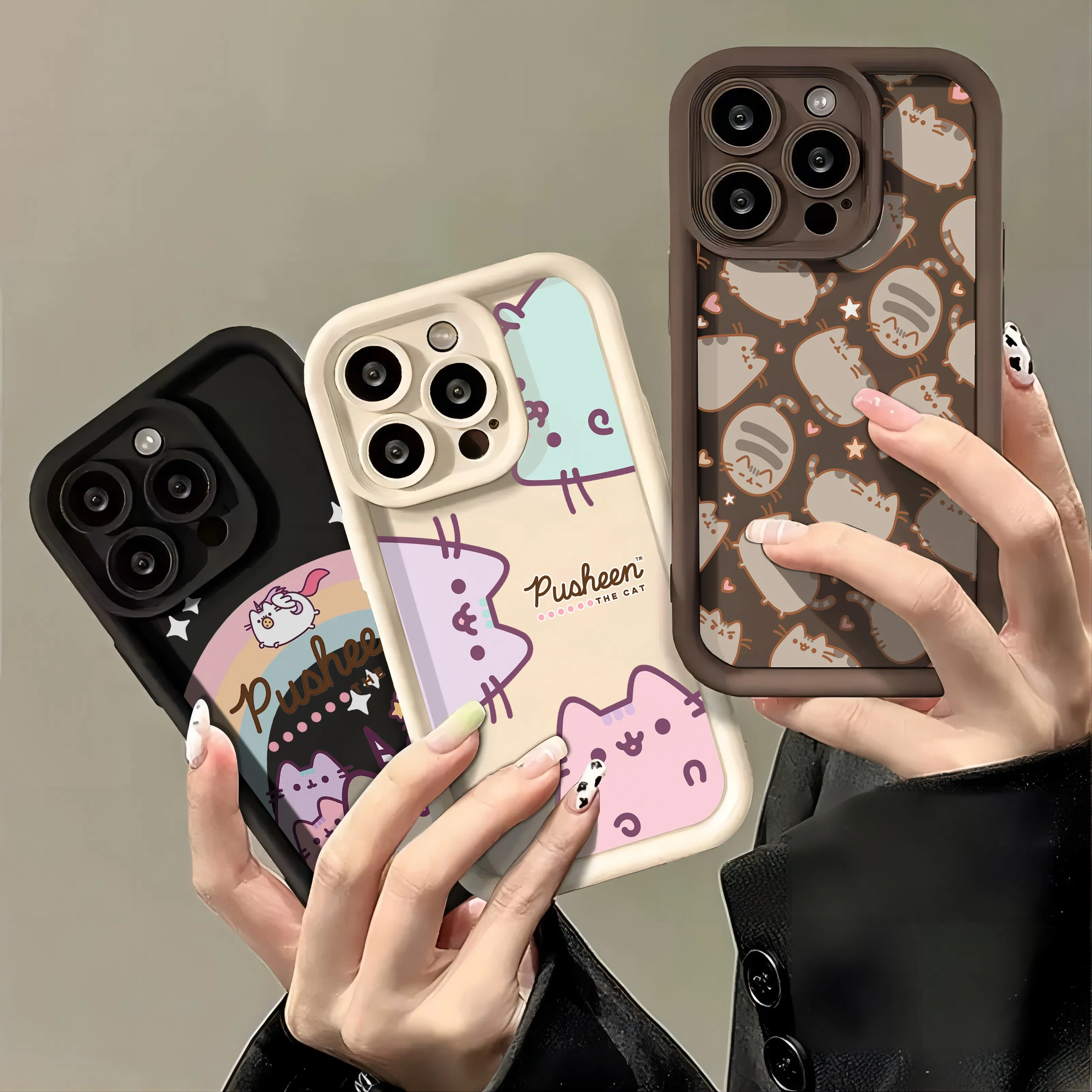 Cute Funny Cartoon Cat P-Pusheens Phone Case for IPhone 16 15 14 13 12 11 Pro Max Mini XR XS X 7 8 Plus Soft TPU Back Cover