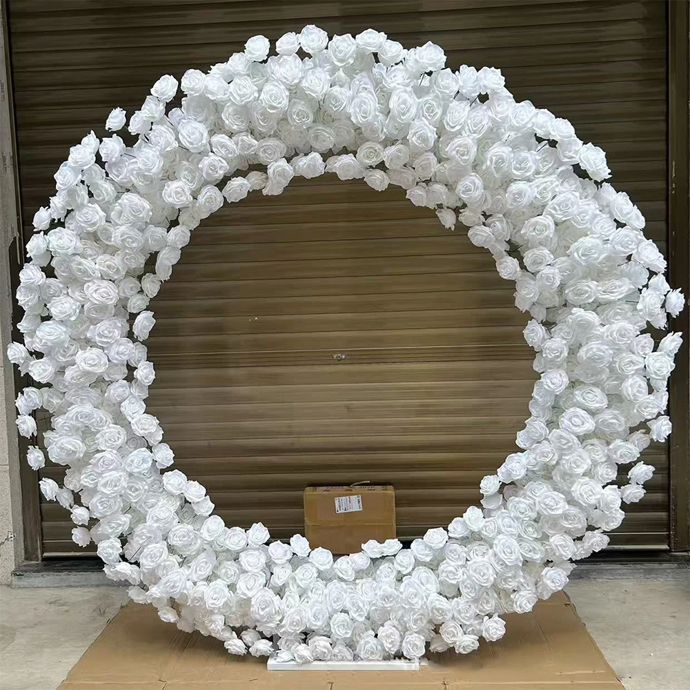 

Искусственный венок из белых роз 200x200 см для декора арок на помолвку, свадьбу, вечеринку, фон для фотосессий