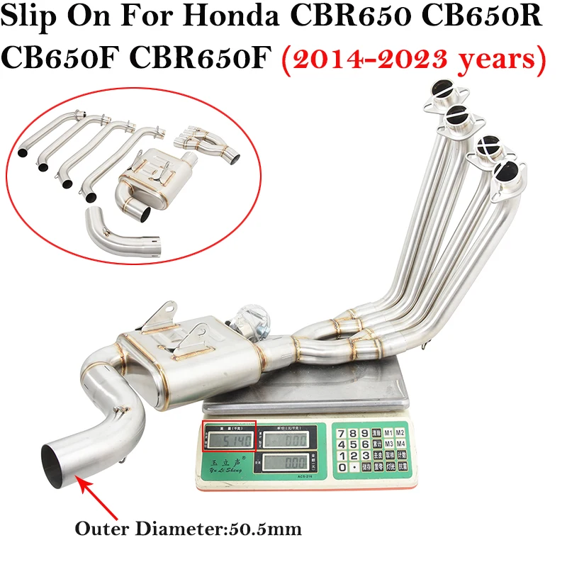 

Slip On For Honda CBR650 CB650R CB650F CBR650F CBR650R 2014 - 2023 Motorcycle System Exhaust Escape System Modified Muffler 51MM