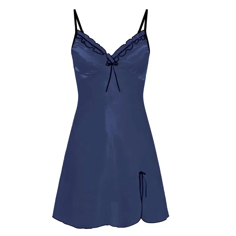 Camisón Sexy con espalda descubierta para mujer, vestido para dormir con tirantes finos, ropa para el hogar, camisón para mujer, ropa de dormir, lencería, vestido de noche